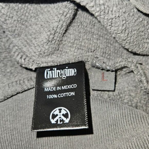 Civil Regime Gray Crew neck W/Roses Embroidery on Sleeves Vintage Wash - Picture 6 of 7